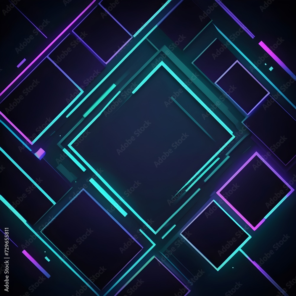 Aufkleber abstract technology geometric background with copy space, square green and dark blue color pattern. 