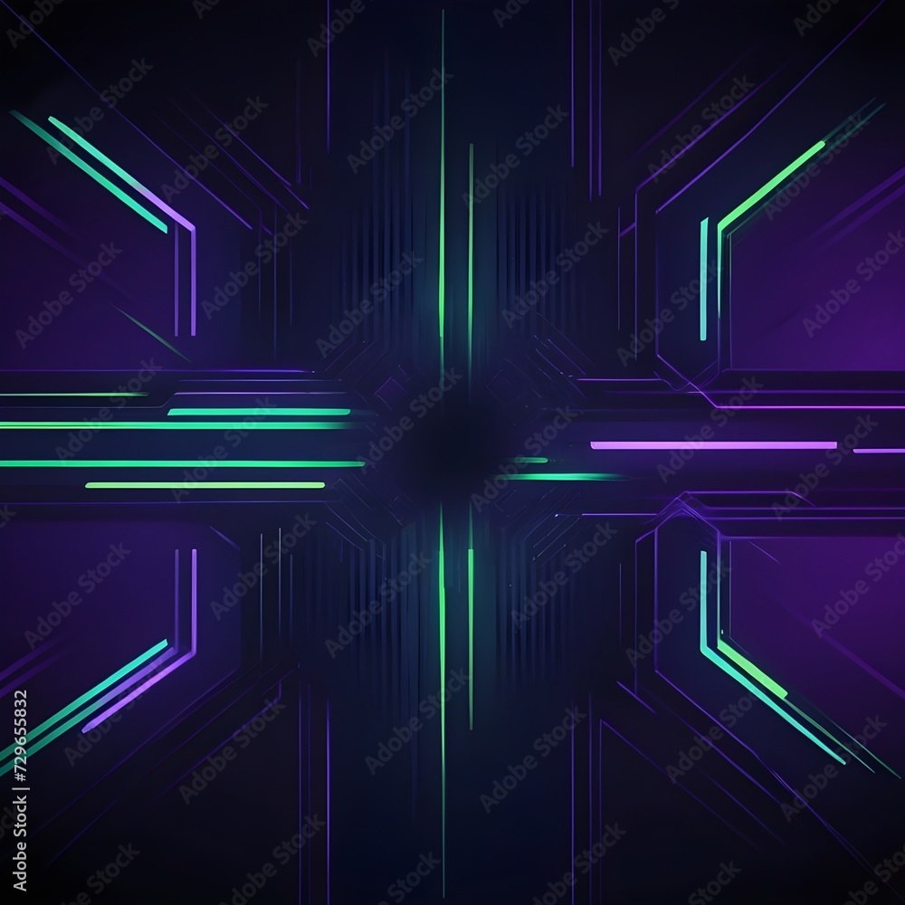 Poster abstract technology geometric background with copy space, square green and dark blue color pattern. 