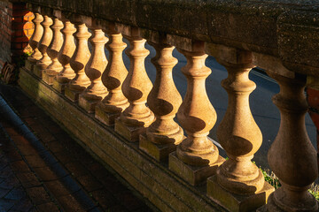 Evening sunlight turning balustrades golden in Ramsgate, Kent, UK