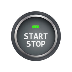 Engine start stop button. Car dashboard element.