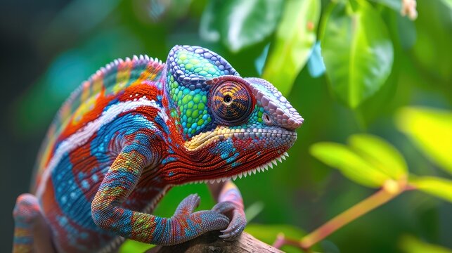 Beautiful of chameleon panther, chameleon panther on branch
