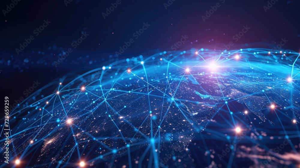 Aufkleber communication technology for internet business. global world network and telecommunication on earth 