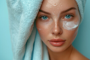 Skincare Beauty Spa Woman's face with healthy skin, High quality cosmetic product or treatment concept