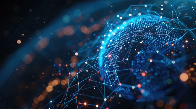 Communication technology for internet business. Global world network and telecommunication on earth cryptocurrency and blockchain and IoT
