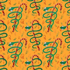 Naklejka premium Christmas animals seamless snake and mint candy pattern for wrapping paper and new 2025 year packaging