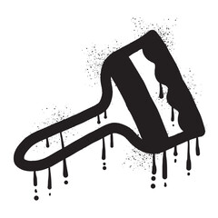 Paint brush graffiti drawn with black spray paint