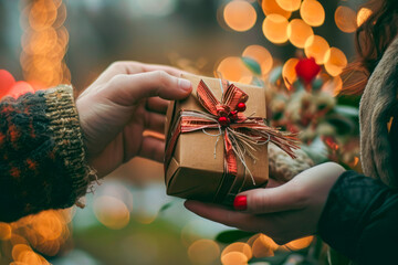 Woman Holding a Wrapped Gift Box in Her Hands