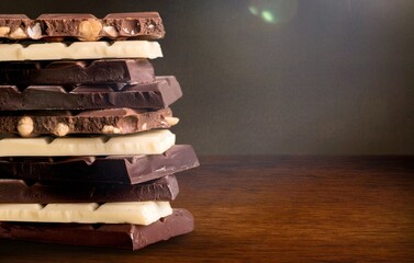 Broken chocolate sweet bar  background