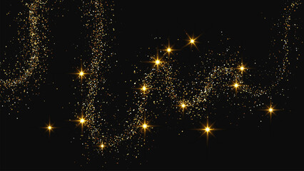 Gold glittering confetti wave and stardust © dniprodd