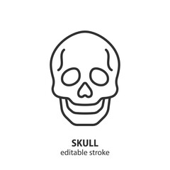 Human skull line icon. Editable stroke. Vector illustration.