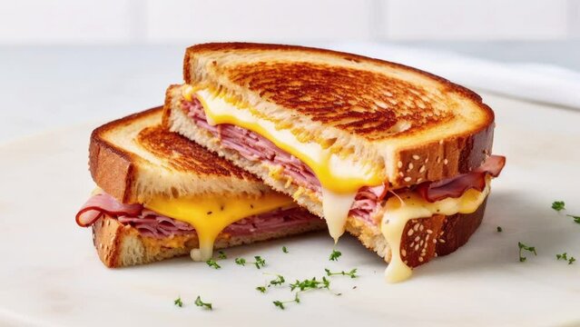 Zooming in on a Grilled Ham and Cheese Sandwich
