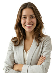 Smiling mature business woman in transparent background