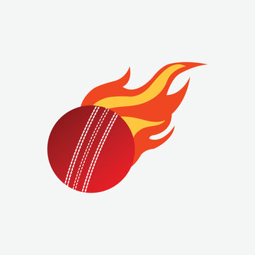 Cricket Ball with flames