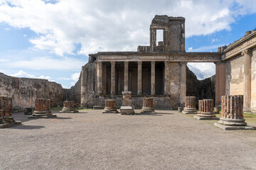 Current ruins in Pompeii Archaeological Park.Pompeii-Naples-Italy.