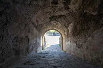 Naklejka premium one of the access tunnels to the amphitheater in the archaeological park of pompeii