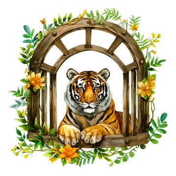 Painting of a Tiger in a wooden frame