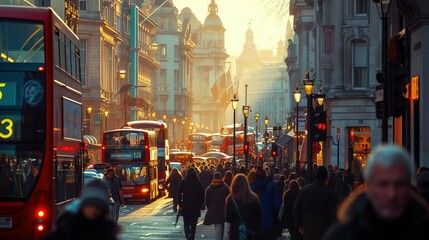 Busy Street View at London City, U.K - obrazy, fototapety, plakaty