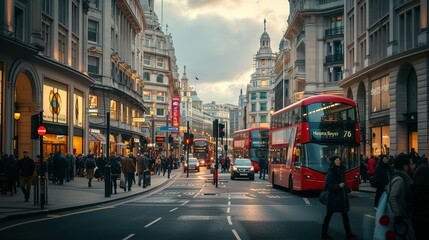 Fototapeta na wymiar Busy Street View at London City, U.K