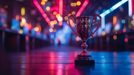 Trophy Resting on Wooden Table