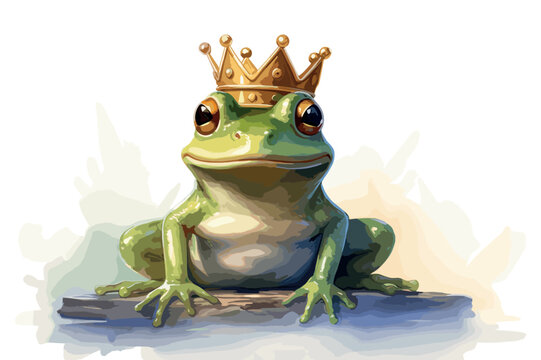 green frog with crown vector illustration