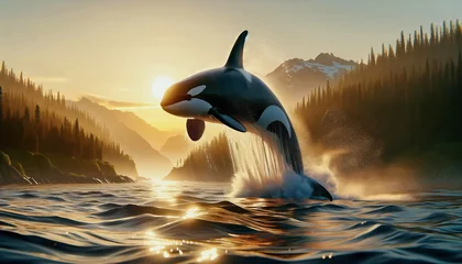 Foto op Plexiglas a killer whale jumps out of the water  © Jonas Weinitschke