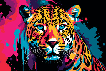colorful jaguar animal portrait vector illustration