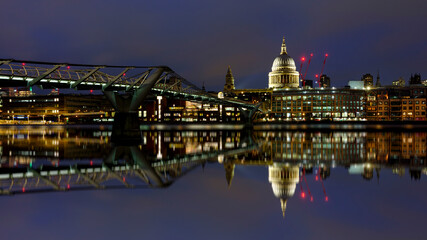 Night time view of St Paul's Cathedral, London, UK