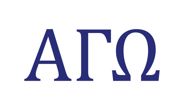 Alpha Gamma Omega greek letter, ΑΓΩ greek letters, ΑΓΩ