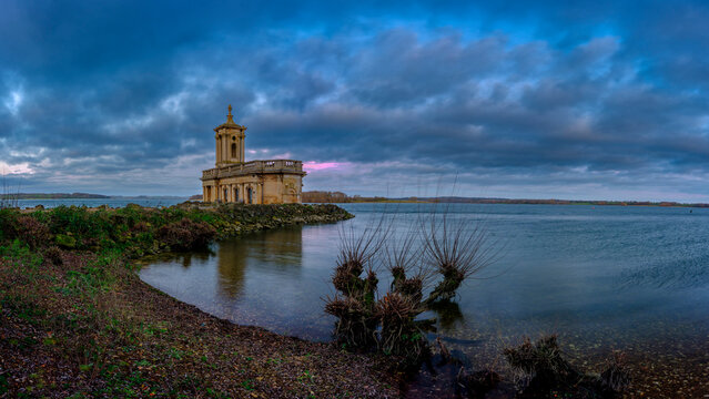 Sunrise over Normanton Church and Rutland Water