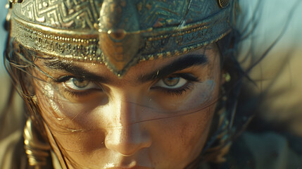 An epic close-up of a Persian female warrior