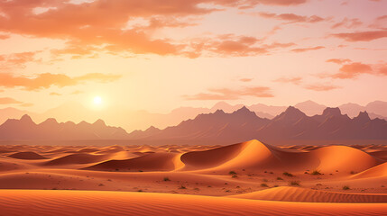 Sand dunes in desert landscape, 3d rendering of beautiful desert
