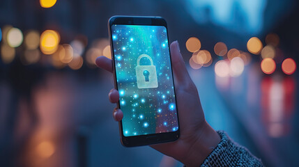 padlock symbol on the screen of a phone