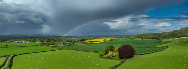 Rainbow over the Shepherds' Chapel of St Andrew at Didling, West Sussex