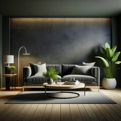 beautifully furnished sitting area with dark wall