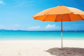 Fototapeta na wymiar parasol on tropical beach summer vacation