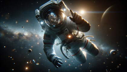 Fototapeta na wymiar an astronaut flying in space