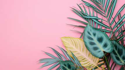 Plants with a pink background provide ample space for textual content in a lifestyle fashion banner Background
