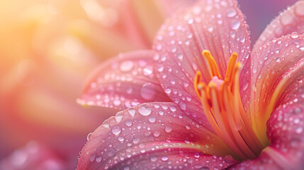 Flower with dew, macro, closeup, lily