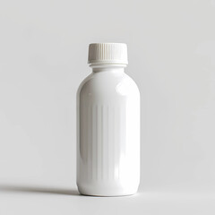 White medicine bottle and pills on white background, vitamins 