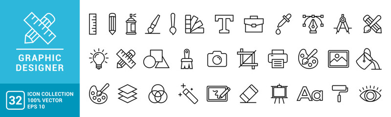 Collection of graphic design icons, tools, creative, idea, vector editable and resizable EPS 10