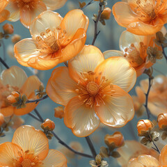 seamlett pattern of orange blossoms