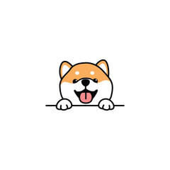Cute shiba inu dog cartoon, vector illustration
