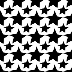 Seamless black stars on a white background.