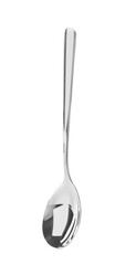 One shiny silver spoon isolated on white