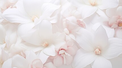 Ethereal Petals: A Dazzling Array of Snow-White Blossoms Infused With Blushing Pink Hues