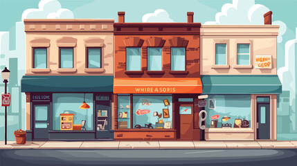Shops and stores vector 2D illustration.
