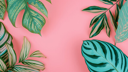 Plants with a pink background provide ample space for textual content in a lifestyle fashion banner Background