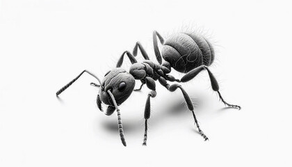 Black ant on a white background