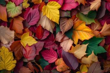 Autumnal foliage display Vibrant leaves backdrop. fall season Colorful nature scene