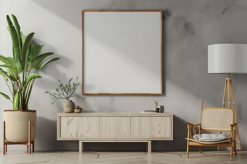 Beautiful canvas frame mockup in a modern interior setting Providing a realistic and stylish presentation space